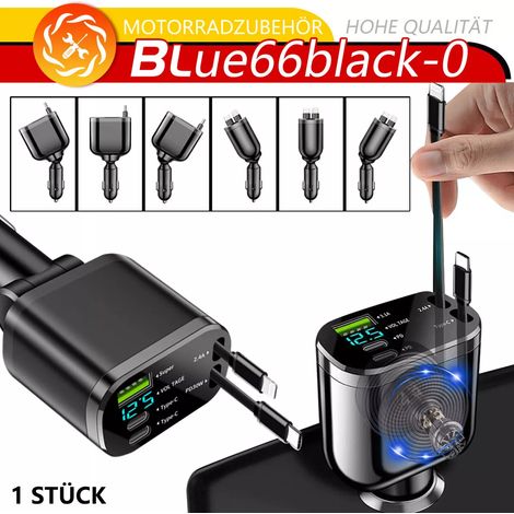 Chargeur Voiture - 120 W - Prise Allume-Cigare - USB C - Adaptateur 5-en-1 - Rétractable - Compatible 12 V 24 V (1/5)
