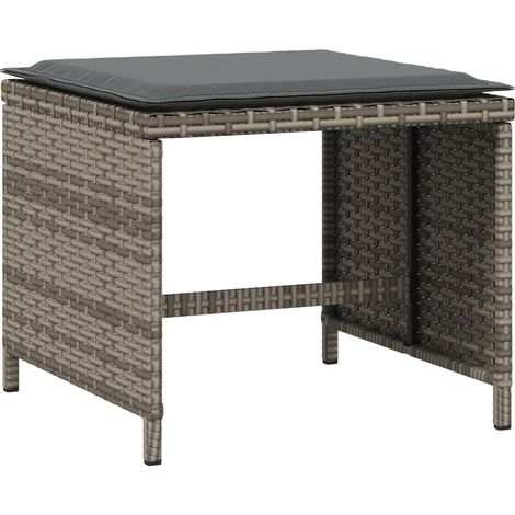 vidaXL Sgabelli Giardino con Cuscini 4pz Grigi 41x41x36cm Polyrattan (1/5)