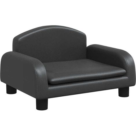 vidaXL Cama para perros de cuero sintético negra 50x40x30 cm (1/2)