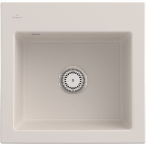 VILLEROY ET BOCH Subway 50 S fregadero 52,5 x 51 cm sin escurridor Creme CeramicPlus con vaciador manual