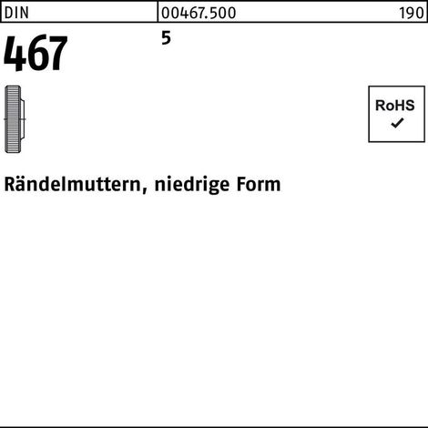 DIN 467 Rändelmuttern 5 M 5 S 100 Stk (1/2)