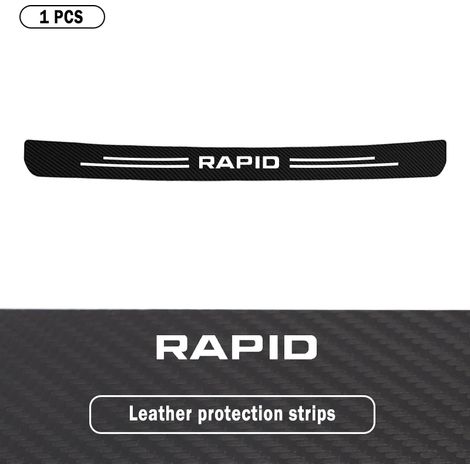 (1 pièce pour Rapid) Autocollants de protection de seuil de porte de coffre arrière en fibre de carbone pour Skoda Vrs Fabia Kamiq Karoq Kodiaq Rapid Octavia Scala Superb (1/3)