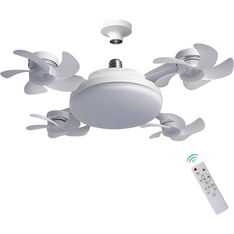 Ventilador de techo con lámpara - 4 cabezales - Control remoto - Regulable - 3 temperaturas de color - 3 velocidades de viento - Adecuado para dormitorio, cocina y garaje (1/5)