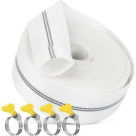 Tuyau Refoulement 1 1/4" Tuyau Plat 32mm 20m Avec 4Clips pour Pompes à Eau Submersibles Et Autres Bassin De Drainage Irrigation De Jardin Bain à Remous Piscine Ou Puisard (32mm-20m) (1/5)
