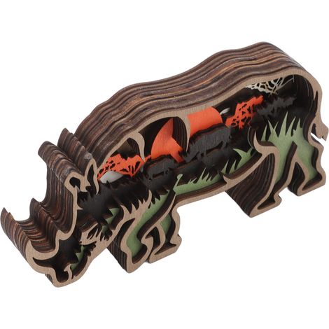 Statuette Rhinocéros en Bois de Buis - Décoration Intérieure pour Salon Bureau Cadeau Déco (1/5)