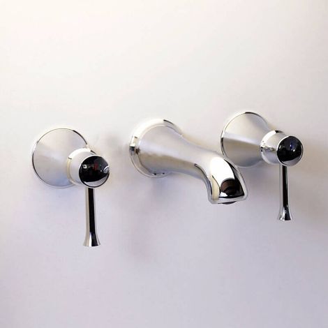 Robinet Mélangeur Lavabo Mural Rétro - Chromé - Allure (1/5)