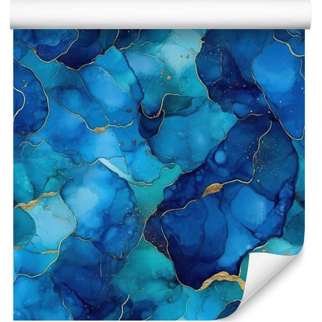 Papier peint bleu encre, motifs doux pour salon et chambre 50x1000 cm (1/5)