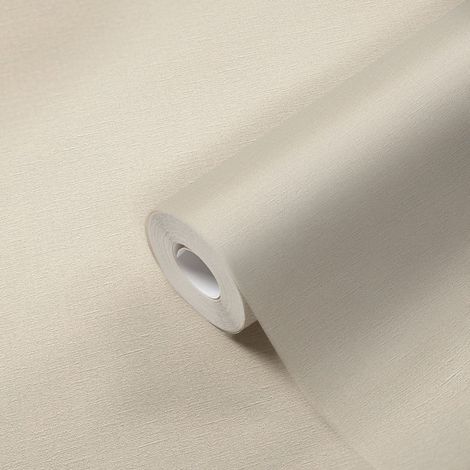 Papier peint crème uni Papier peint non-tissé pour salon et chambre à coucher dans un style uni avec vinyle, discret (1/5)