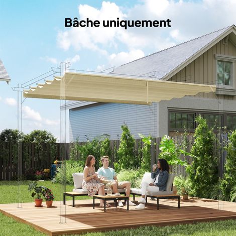 4 x 3 m ausziehbare Pergola-/Pavillonüberdachung – nur Dach 350 x 260 cm, cremefarben (1/5)