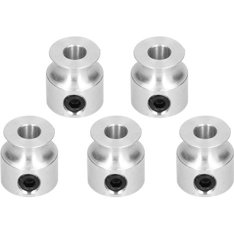 Lot de 5 poulies rondes à vis, robustes, en forme de V, avec trou de 8 mm de diamètre pour transmission par courroie (5401-0004-0008)