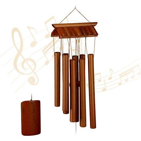 Carillon À Vent - Bambou - 62 x 15 x 8 cm - Pour Intérieur Et Extérieur - Marron - 1 Pièce (1/5)