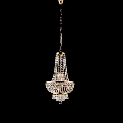 Lampadario imperiale in ferro e ottone Oro con stass cinque luci 35x h70 cm