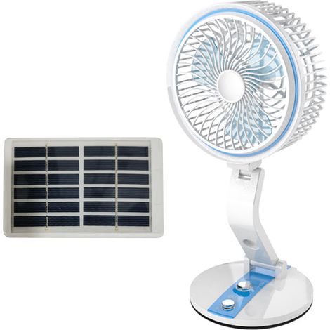 Ventilateur De Bureau Solaire - Lampe LED Intégrée - Rotation 360° - Silencieux - Pour Bureau Intérieur (1/5)