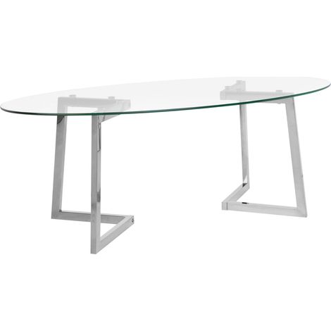 Mesa de centro de cristal plateado 120 x 60 cm patas de metal moderno Fresno (1/5)