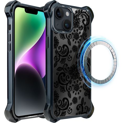 Custodia ibizu DropGuard Ultra per iPhone 14 Plus con MagSafe, colore Midnight, Lace Black (1/5)