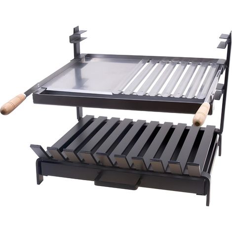 Grille à rôtir avec tiroir et récupérateur de graisse en Inox coloris Noir - 50 x 45 x 40 cm (1/2)