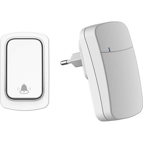 Sonnette sans fil sans pile requise, portée jusqu'à 200 m, 38 sonneries, 3 niveaux de volume, facile à installer (blanche) (1/5)