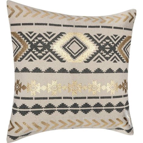 Housse de Coussin Etnik gold 40 x 40 cm gris (1/3)