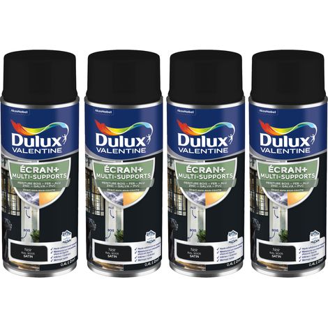 ECRAN+ MULTI-SUPPORTS EXTERIEURE Satin - Lot de 4 aérosols en phase aqueuse - Noir 400 ml - Dulux Valentine