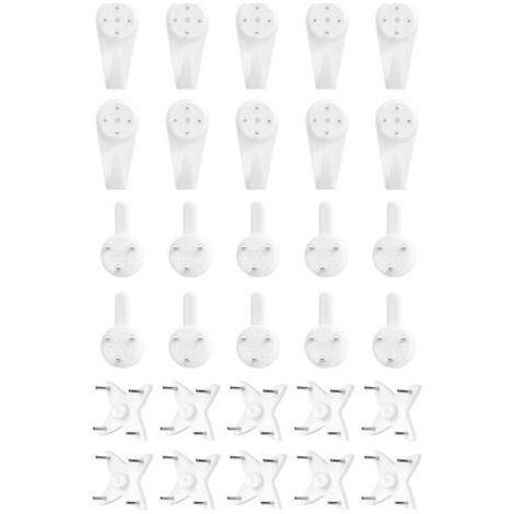 Crochets muraux sans traces [30 pièces], 3 tailles, pour accrocher tableaux et cadres. (1/5)