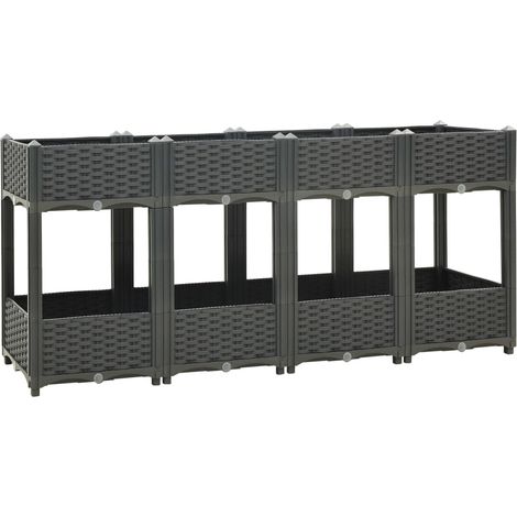 Fioriera rialzata per piante e fiori giardino 160 x 40 x 71 cm polipropilene grigio scuro 020000921