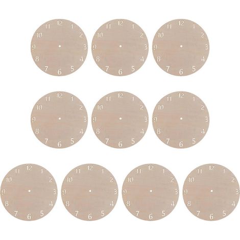 10 cadrans d'horloge en bois pour projets de bricolage - Plaque d'horloge murale vierge à peindre avec chiffres arabes - Kit de remplacement de cadran rond 15 cm/5,9'' (1/4)