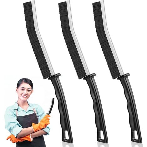 Set di 3 spazzole per la pulizia delle grondaie, spazzola per la pulizia del bagno, spazzola per le fughe delle piastrelle, spazzola a setole rigide per la pulizia delle fessure delle finestre, bagno,
