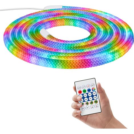 Briloner LED Band Fernbedienung 5m Rund 8W RGBIC Farbwechsel 360 Grad Beleuchtung Weiß - LED Stripe Wohnzimmer Party Gaming (1/5)