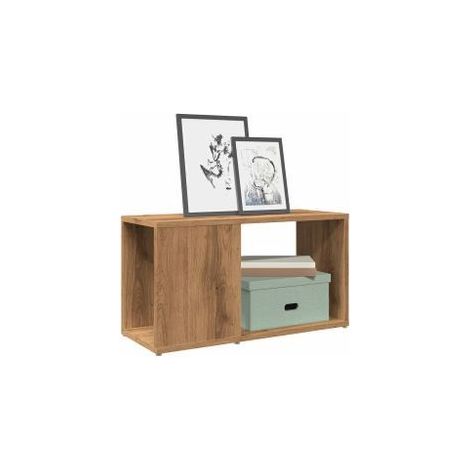 Meuble TV chêne artisanal 60x24x32 bois d'ingénierie (1/5)