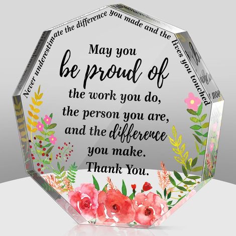 Plaque acrylique nonagone – Cadeau de remerciement pour femme, cadeau appréciation Noël, présent départ inspirant pour collègue, employée, infirmière, professeur, déco bureau et maison - 6x6x1cm (1/5)