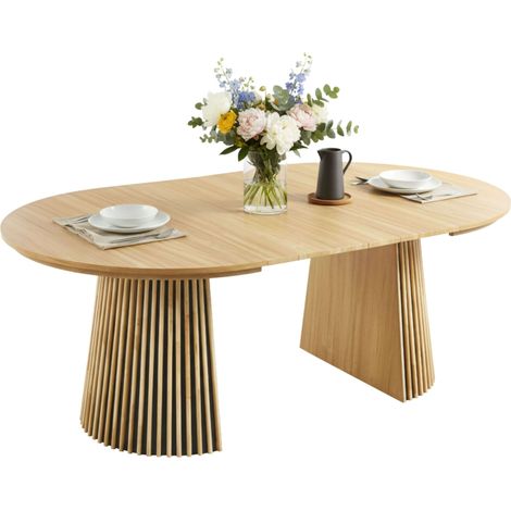 Mesa Comedor Extensible Redonda Árbol Salón Roble Claro 120-160-200x75x120 cm