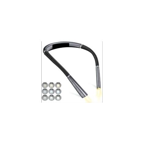 Linterna de lectura recargable para el cuello (gris), 3 colores, 6 niveles de brillo - Crezuo