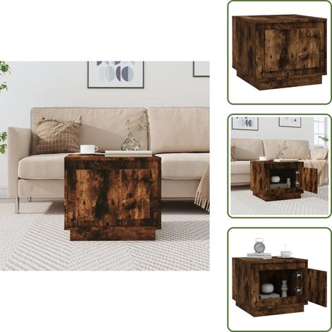 Table basse chêne fumé 51x50x44 cm bois d'ingénierie - Table Basse - Meuble Salon - Table D'appoint - Rangement - Design Élégant (1/5)
