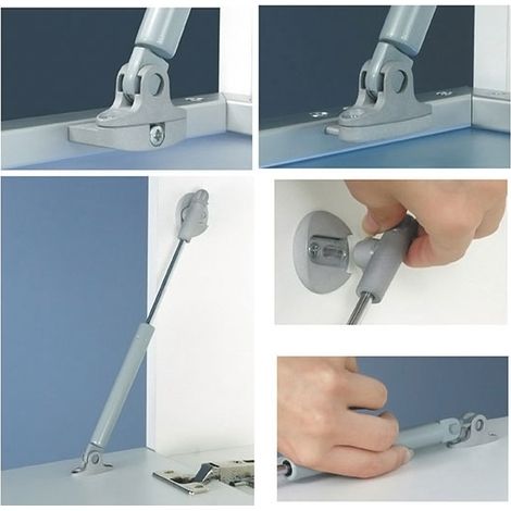 Compas pneumatique réversible pour abattant – Décor gris – Réglage angle d'ouverture ± 10° – Platine latérale retournable
