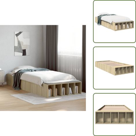 Bettgestell Sonoma-Eiche 75x190 cm Holzwerkstoff - Holzbettwäsche - Lattenrost - Doppelbett - Einzelbett - Boxspringbett (1/5)