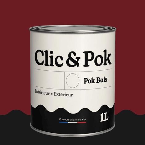 Peinture Bois Extérieur – POK BOIS - 1L - RAL 3004 - Rouge pourpre- Résistante aux intempéries - Ne s'écaille pas (1/4)