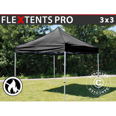 Gazebo pieghevole Gazebo rapido FleXtents PRO 3x3m Nero, Ignifugo (1/5)