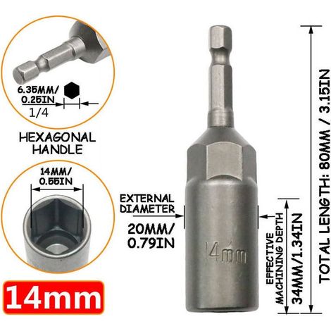 Douille Hexagonale Profonde - Pour Perceuse À Main Et Visseuse À Batterie - Acier Trempé - 8 mm - Lot De 1 (1/2)