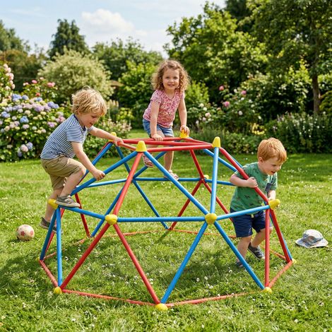 Dôme d'escalade enfant cage d'escalade structure en métal charge max. 180 kg assemblage facile 183 cm multicolore (1/5)