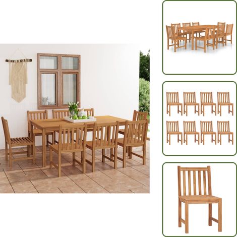 The Living Store Set da pranzo da giardino 9 pz 200x100 cm in legno massello di teak - Tavolo da giardino