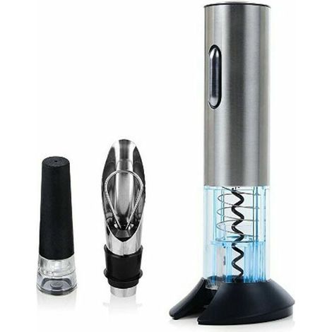 Tire-bouchon Electrique Rechargeable en Acier Inoxydable Avec Port de Charge USB - Coupe-Capsule de Petite Taille, portable - décapsuleur Avec Bouchon Sous Vide et Bec Verseur (1/5)