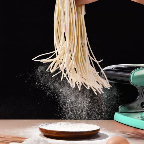 Machine à nouilles domestique à ventouse, petite presse à nouilles multifonctionnelle, machine à rouler les nouilles manuelle, machine à raviolis et wontons, ventouse 3 lames vert menthe (1/5)