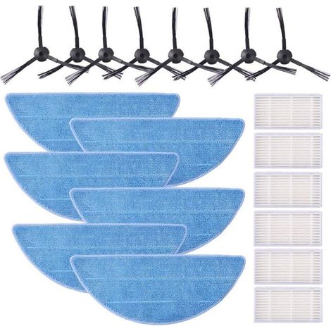 HEPA-Filterset für ZACO v5s pro, ZACO V5x, ILIFE V5s V5 V3s V3 Pro, Seitenbürsten und Reinigungstücher (6 Filter, 6 Reinigungstücher und 8 Seitenbürsten) (1/5)