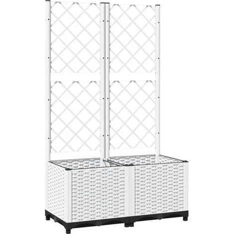 Pot de fleurs avec support, blanc, 80 x 40 x 136 cm, en polypropylène (PP).
