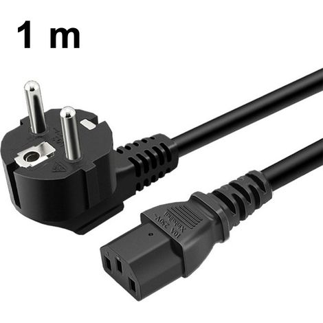 Cable Alimentation IEC C13 - Prise F CEE 7/4 - 3 Fils 0,75 mm² - 10 A - Noir - Pour PC Écran Imprimante Console - 1 m / 1,5 m / 3 m (1/5)