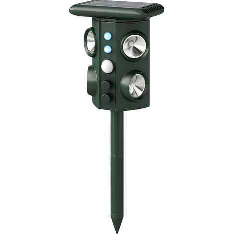 Repellente ultrasonico solaire pour chats, 5 modes, détecteur PIR, flash LED (1/4)