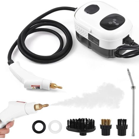 Limpiador a vapor de 2500 W, limpiador a vapor portátil de 3 bares, depósito de agua de gran capacidad de 1000 ml, con 5 cabezales de cepillo ajustables (6 niveles). (1/5)