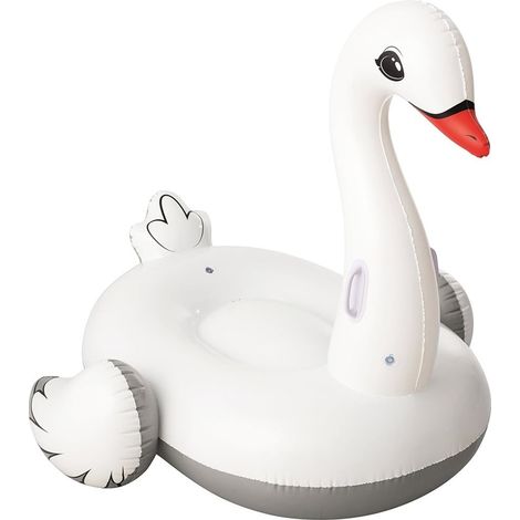 TrAdE Shop Traesio - Cigno Gonfiabile Cavalcabile Gigante 196x174cm Materassino Con Maniglie Piscina 016104 - (1/5)