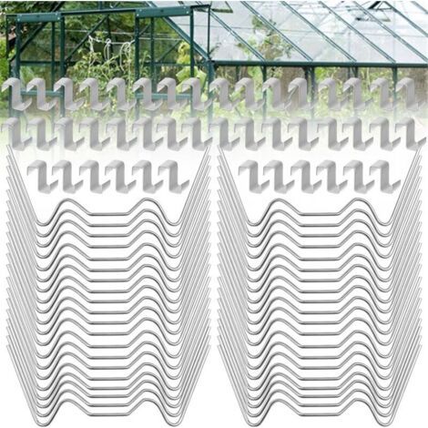 BUNTHAUS Lot de 100 clips de serre, clips de serre, clips en acier inoxydable pour serre, clips de serre, accessoires de serre antirouille pour panneaux creux, panneaux de serre (1/5)