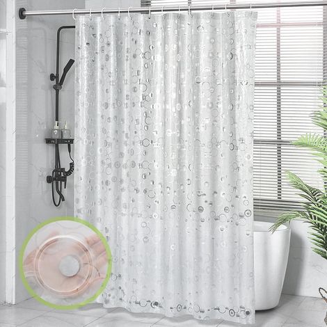 Rideau De Douche Transparent Anti-Moisissure, 180 X 180 Cm Eva Imperméable, Avec 12 Anneaux (1/5)